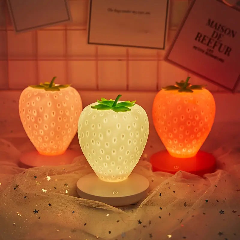 Adorable Strawberry USB Touch Night Light for Bedroom