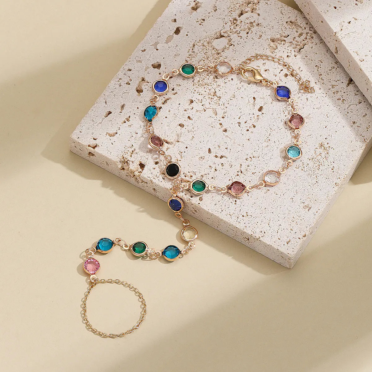 Bohemian Colorful Crystal Chain Bracelet