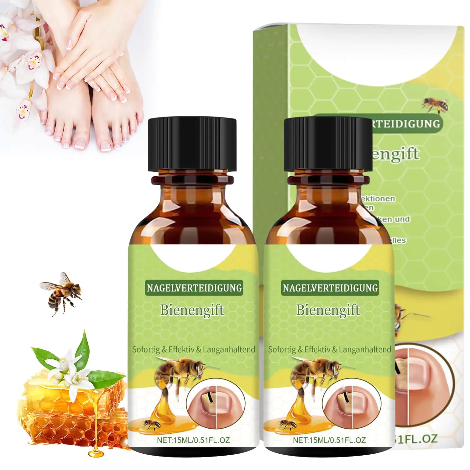 2Pcs Nail Defense Bee Venom Treatment Serum Nail Growth and Repair Serum
